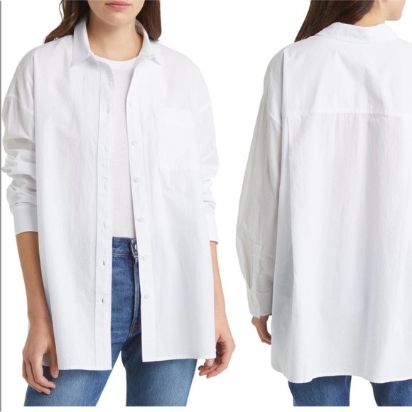 The signature poplin oversize button-up shirt - Picture 4 of 7